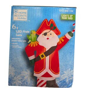 6 Ft LED Pirate Santa Christmas Inflatable Parrot Coastal Beach Tropical New
